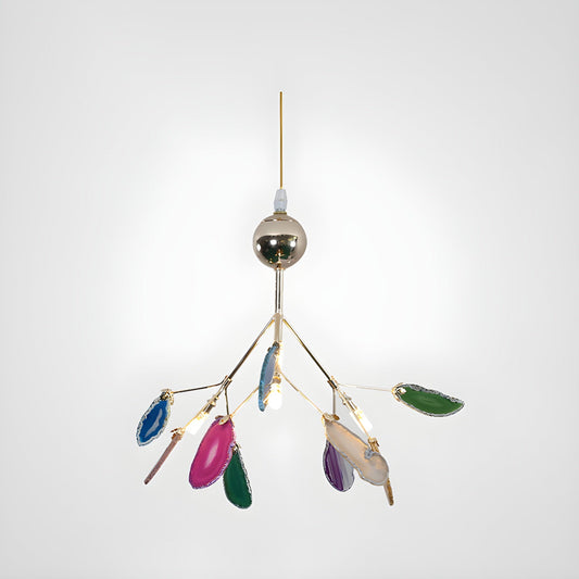 Elegant Agate Flake Chandelier with Adjustable Height & Soft Lighting