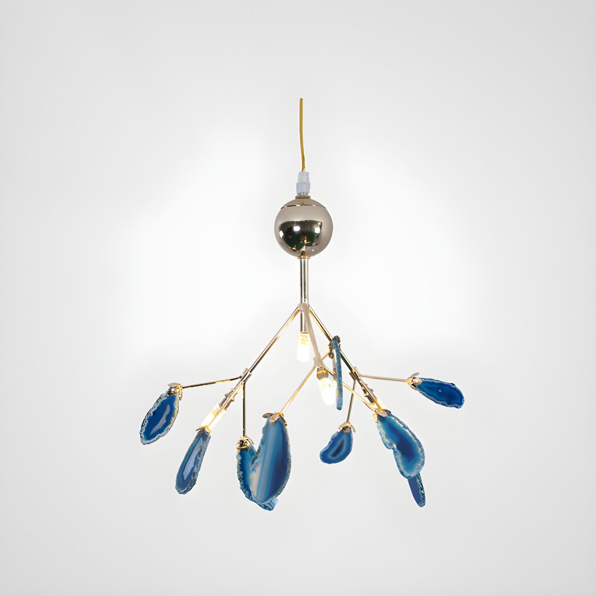 Elegant Agate Flake Chandelier with Adjustable Height & Soft Lighting