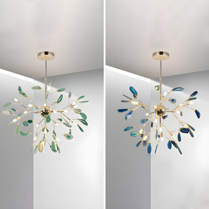 Elegant Agate Flake Chandelier with Adjustable Height & Soft Lighting