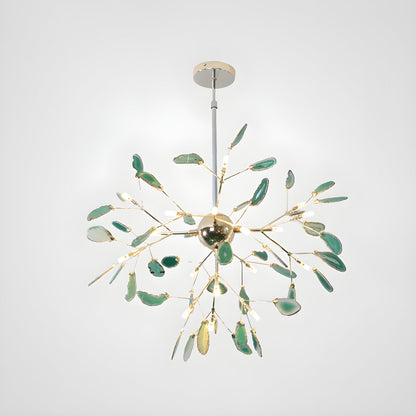 Elegant Agate Flake Chandelier with Adjustable Height & Soft Lighting