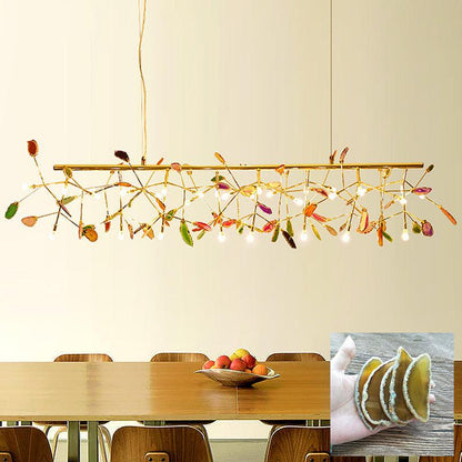 Elegant Agate Flake Chandelier with Adjustable Height & Soft Lighting