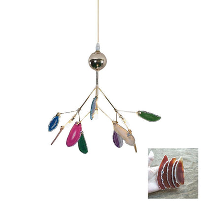 Elegant Agate Flake Chandelier with Adjustable Height & Soft Lighting