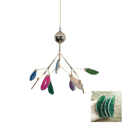 Elegant Agate Flake Chandelier with Adjustable Height & Soft Lighting