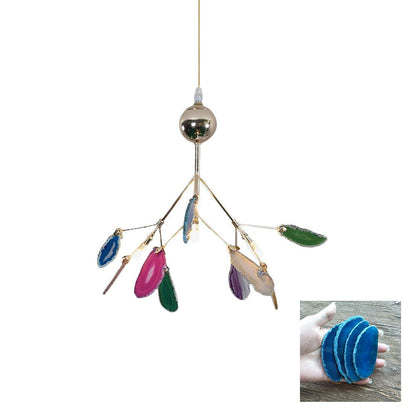 Elegant Agate Flake Chandelier with Adjustable Height & Soft Lighting