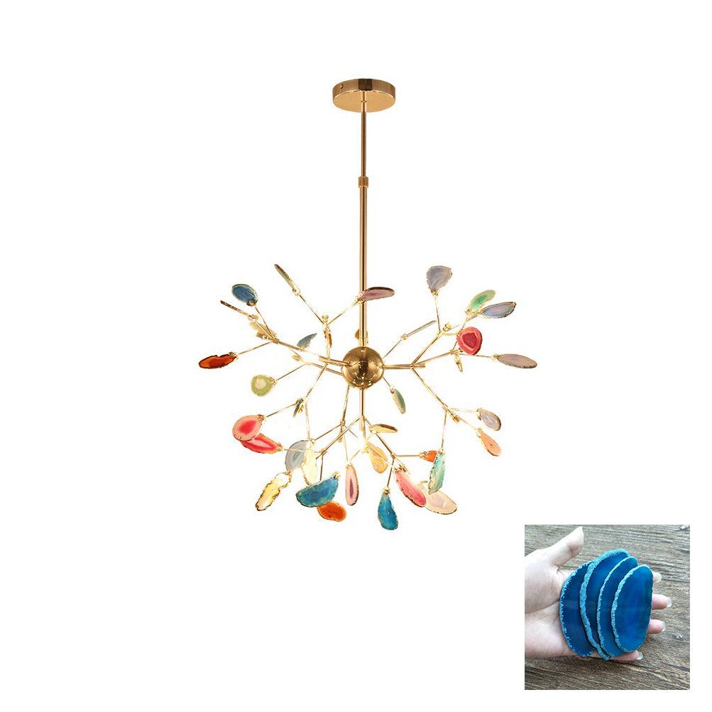 Elegant Agate Flake Chandelier with Adjustable Height & Soft Lighting