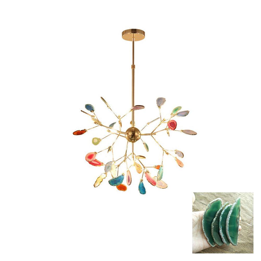 Elegant Agate Flake Chandelier with Adjustable Height & Soft Lighting