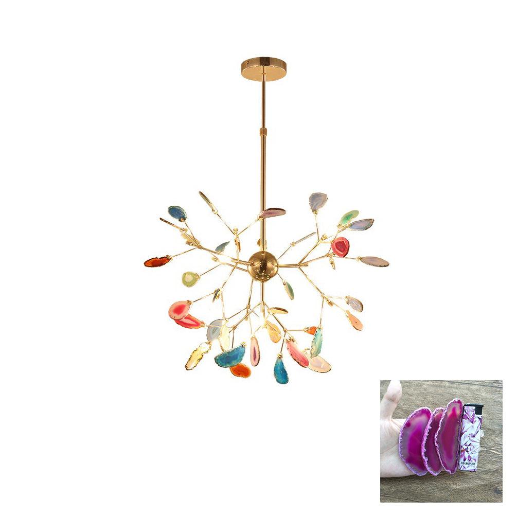 Elegant Agate Flake Chandelier with Adjustable Height & Soft Lighting