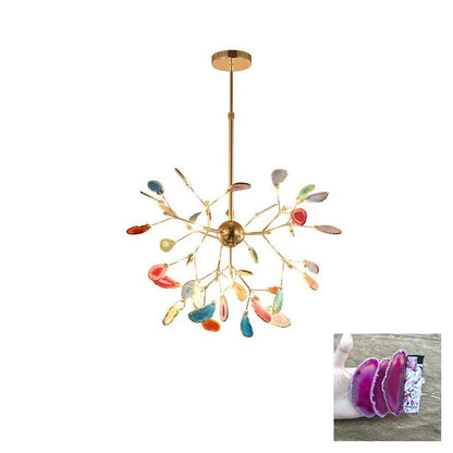Elegant Agate Flake Chandelier with Adjustable Height & Soft Lighting