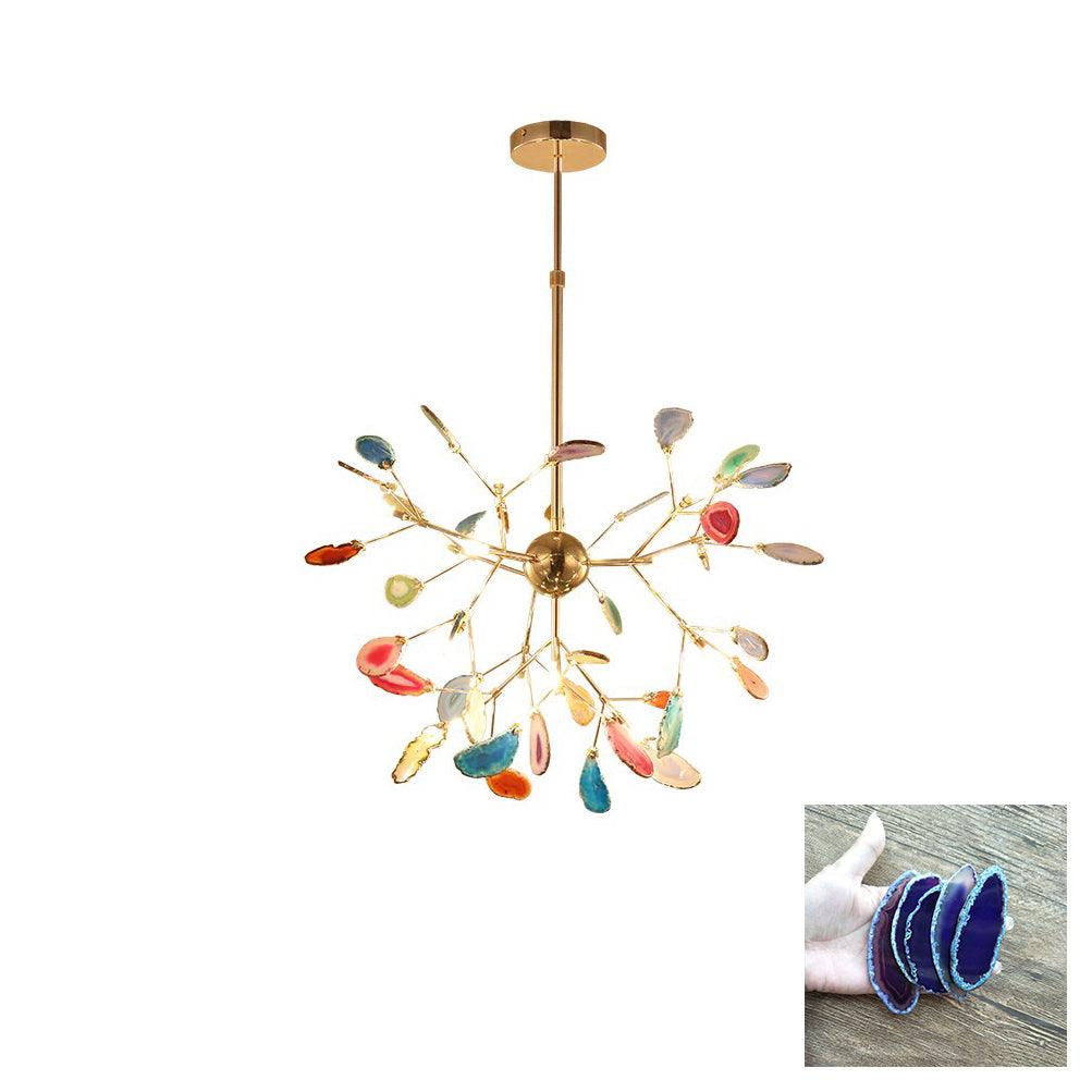 Elegant Agate Flake Chandelier with Adjustable Height & Soft Lighting