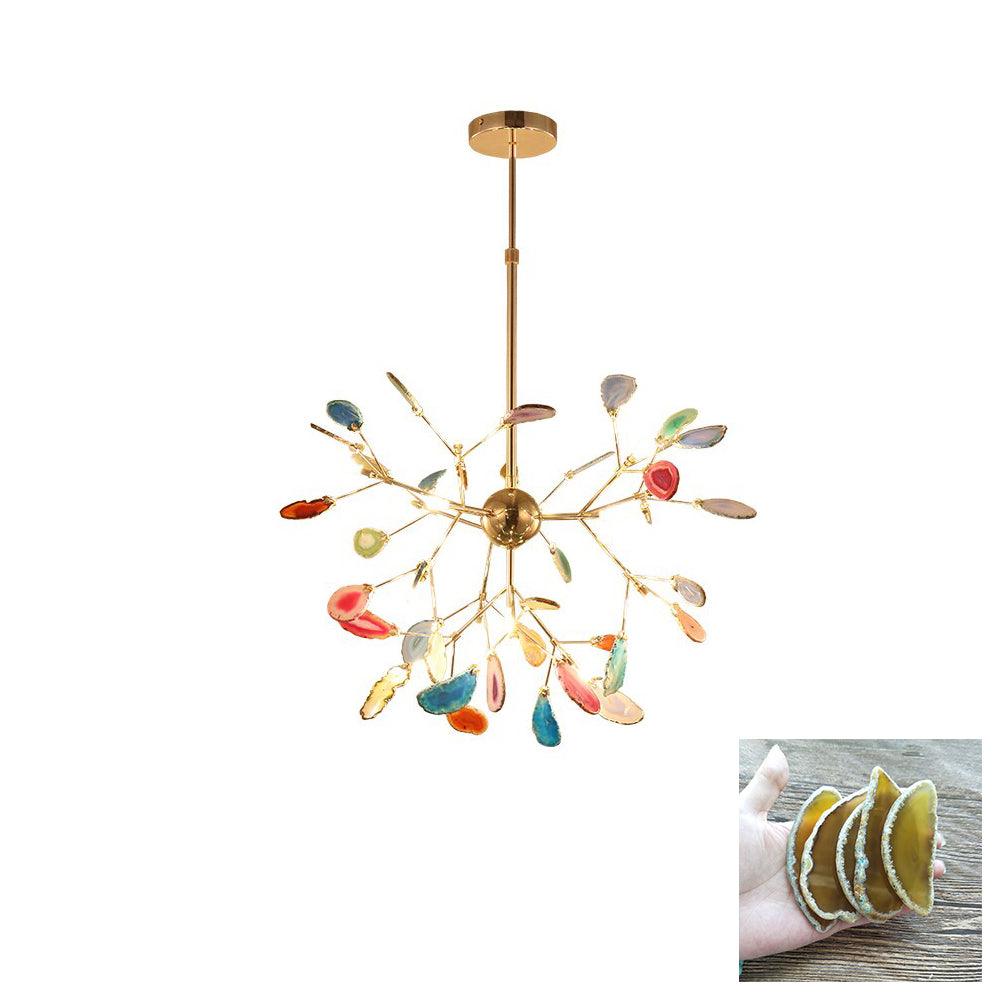 Elegant Agate Flake Chandelier with Adjustable Height & Soft Lighting