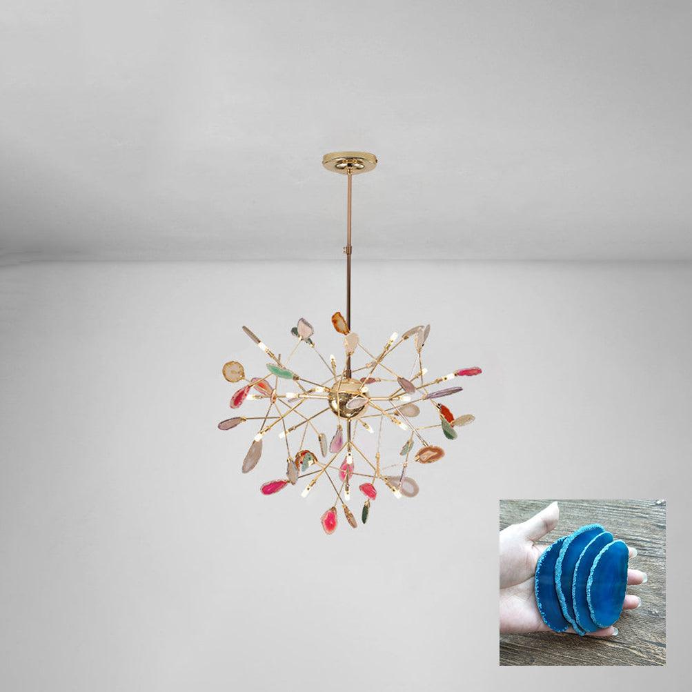 Elegant Agate Flake Chandelier with Adjustable Height & Soft Lighting
