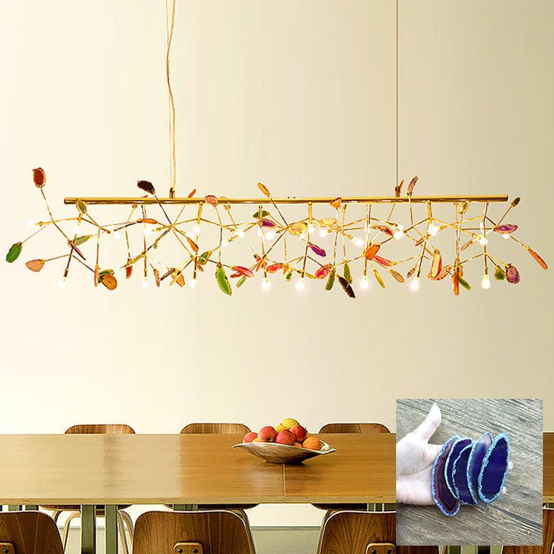 Elegant Agate Flake Chandelier with Adjustable Height & Soft Lighting