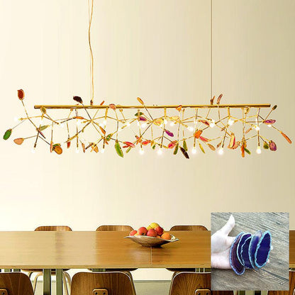 Elegant Agate Flake Chandelier with Adjustable Height & Soft Lighting