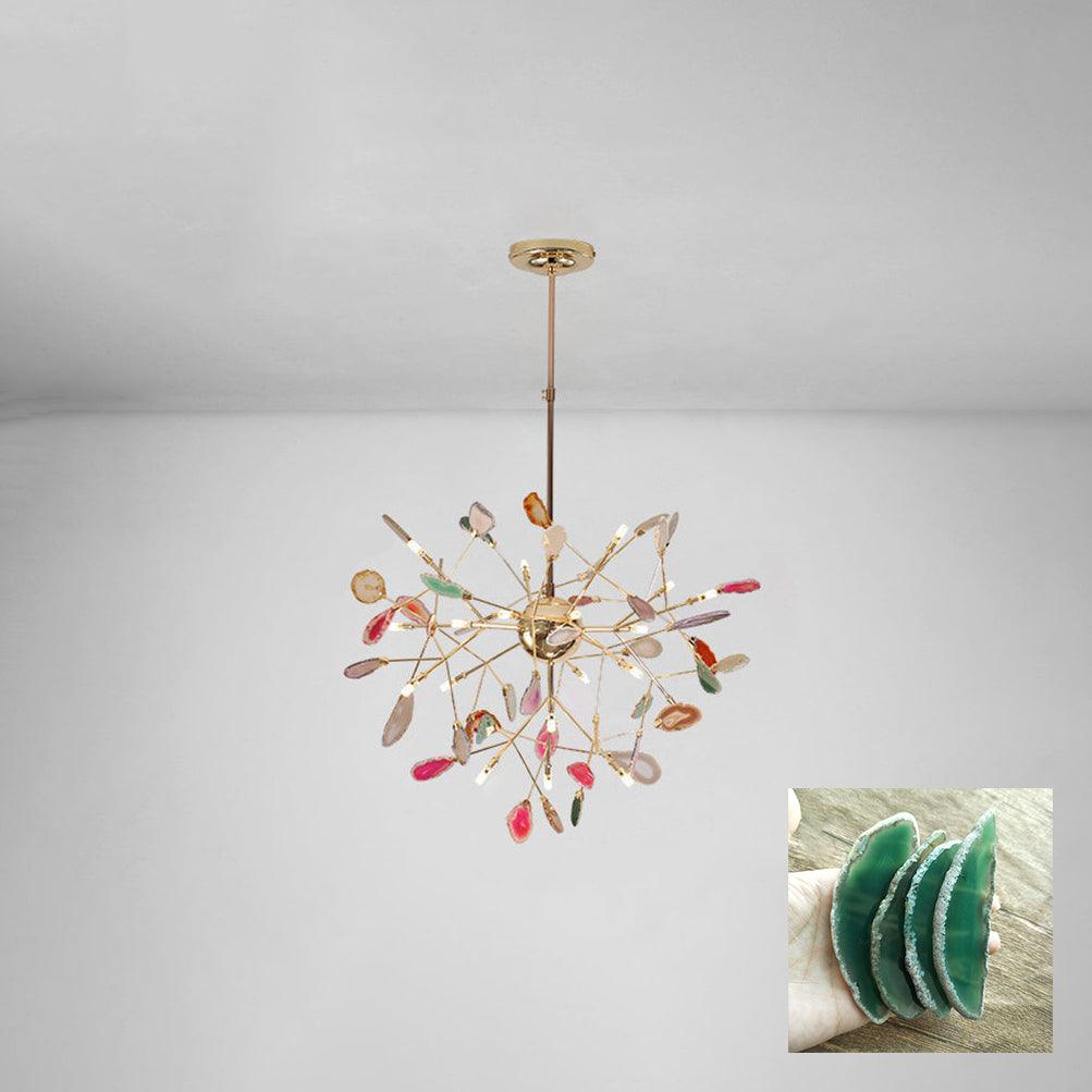Elegant Agate Flake Chandelier with Adjustable Height & Soft Lighting