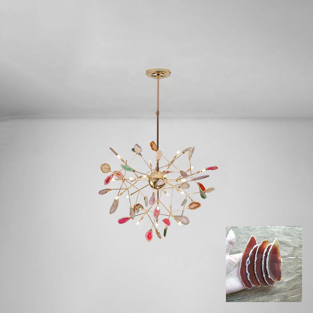 Elegant Agate Flake Chandelier with Adjustable Height & Soft Lighting