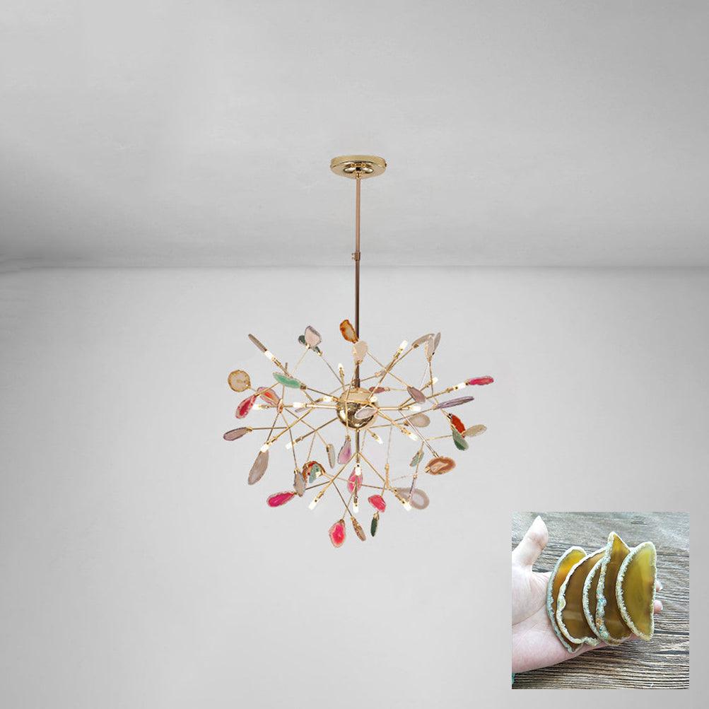 Elegant Agate Flake Chandelier with Adjustable Height & Soft Lighting