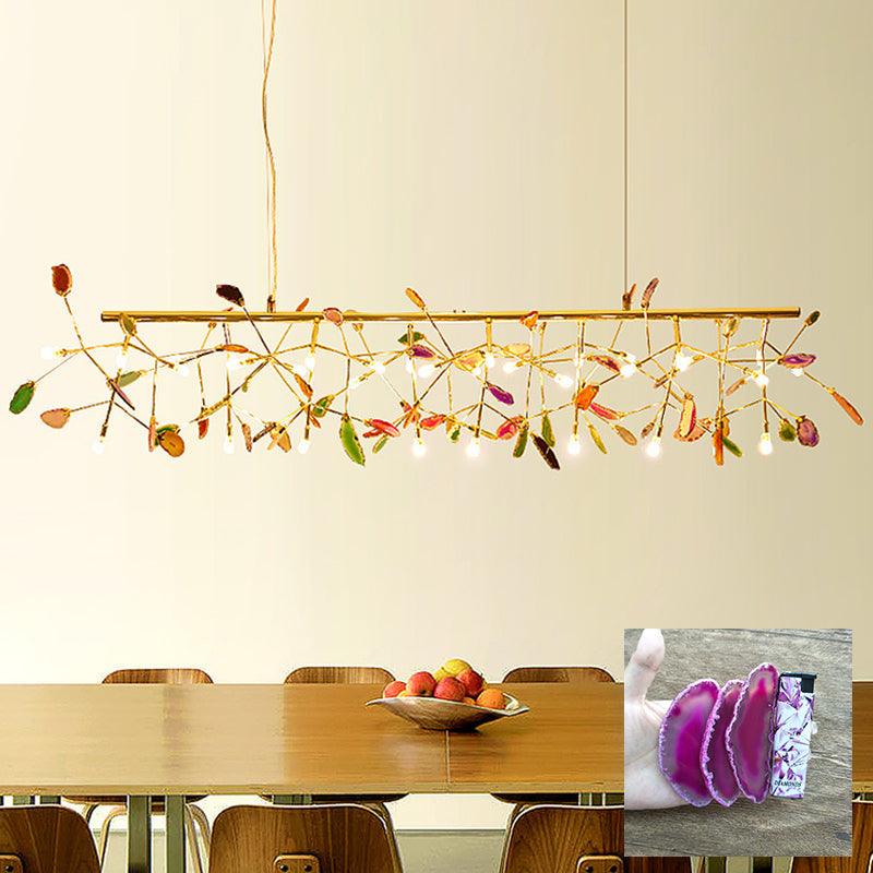 Elegant Agate Flake Chandelier with Adjustable Height & Soft Lighting