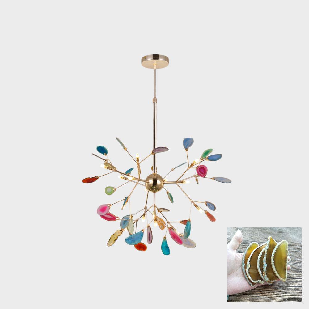Elegant Agate Flake Chandelier with Adjustable Height & Soft Lighting