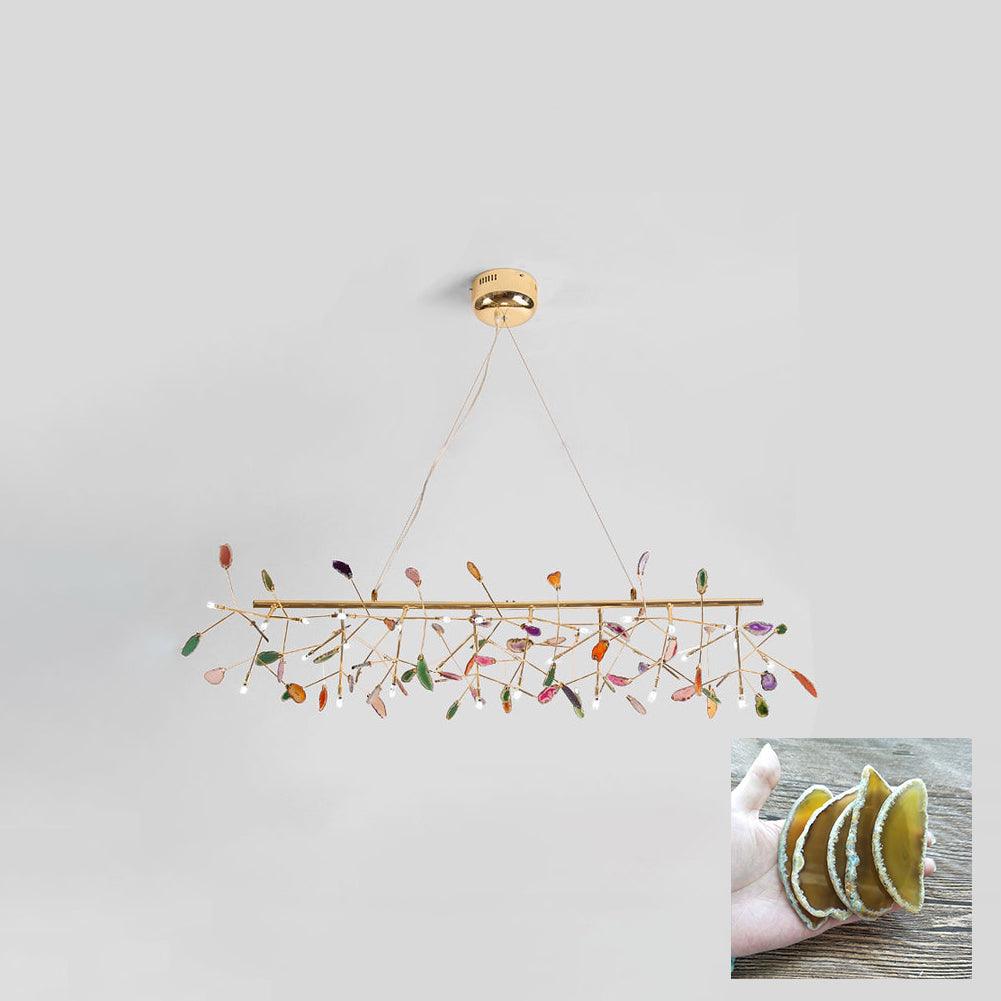Elegant Agate Flake Chandelier with Adjustable Height & Soft Lighting