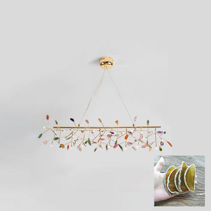 Elegant Agate Flake Chandelier with Adjustable Height & Soft Lighting