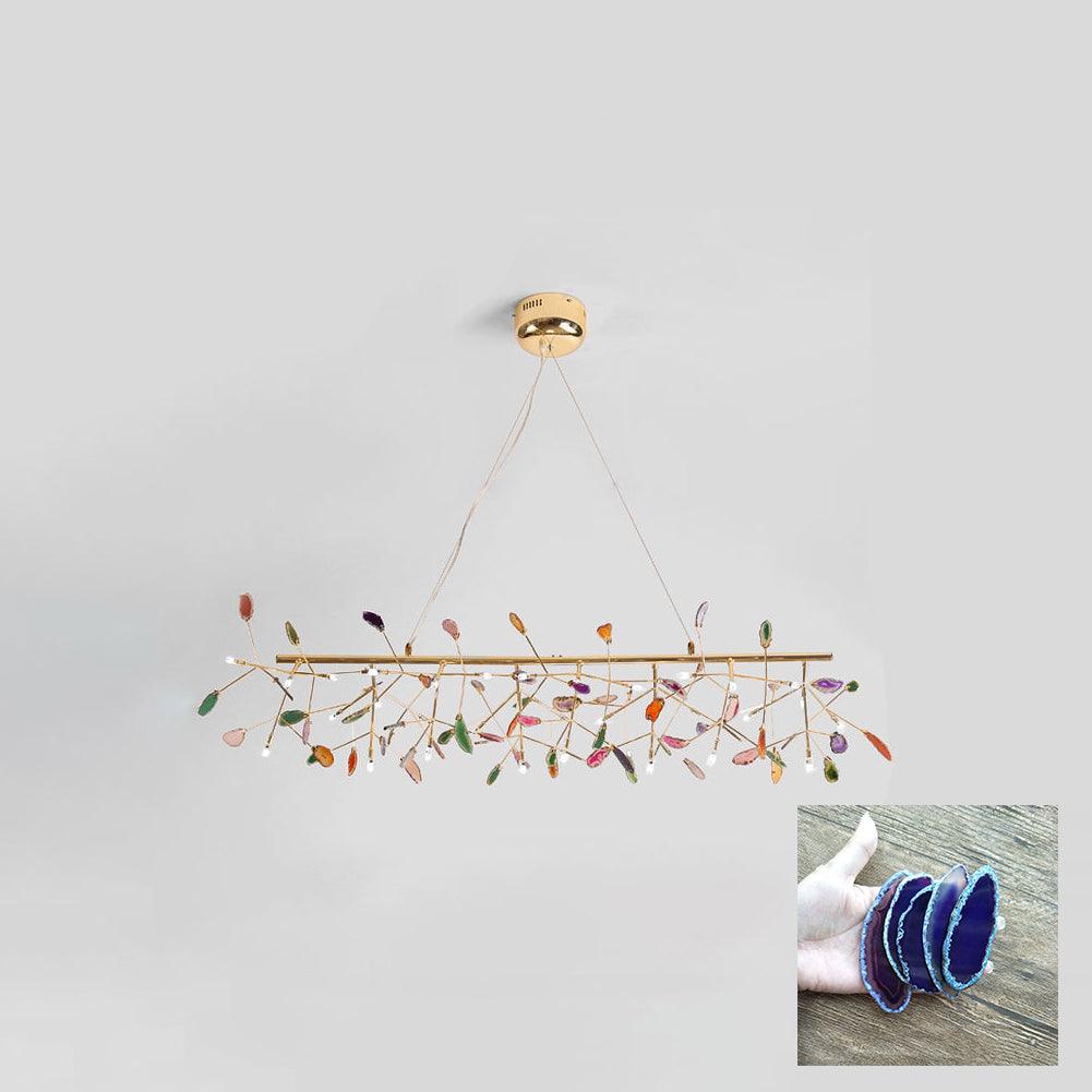Elegant Agate Flake Chandelier with Adjustable Height & Soft Lighting
