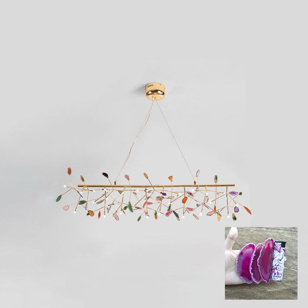 Elegant Agate Flake Chandelier with Adjustable Height & Soft Lighting