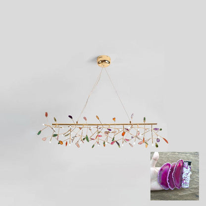 Elegant Agate Flake Chandelier with Adjustable Height & Soft Lighting