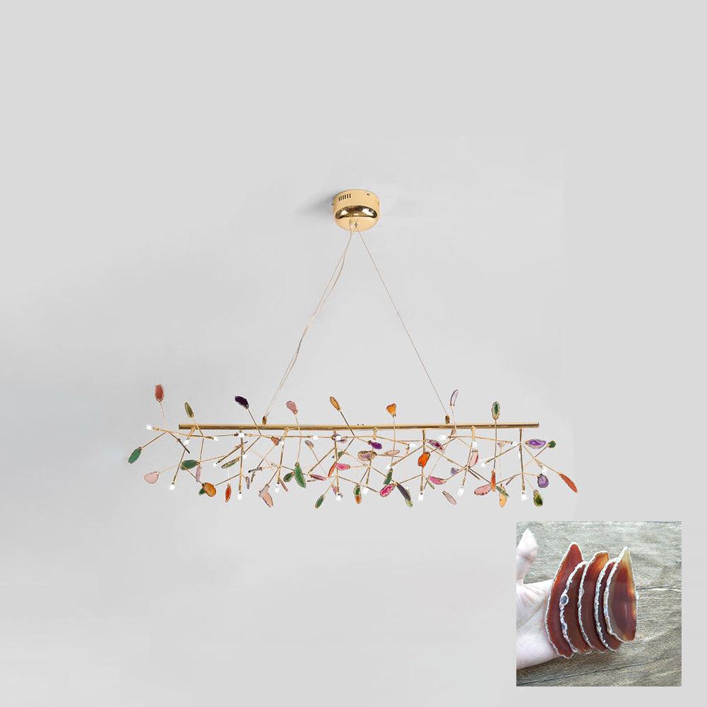 Elegant Agate Flake Chandelier with Adjustable Height & Soft Lighting