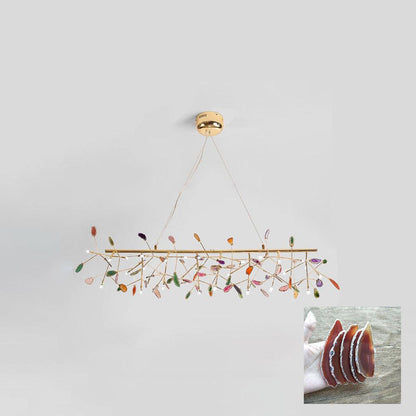 Elegant Agate Flake Chandelier with Adjustable Height & Soft Lighting