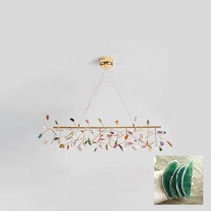 Elegant Agate Flake Chandelier with Adjustable Height & Soft Lighting