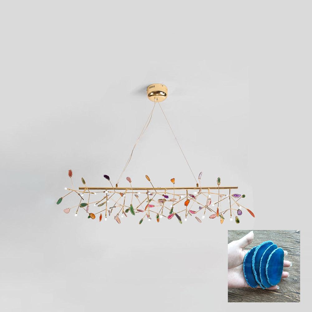Elegant Agate Flake Chandelier with Adjustable Height & Soft Lighting