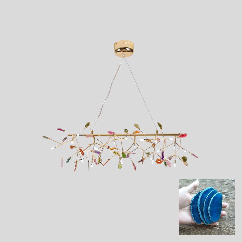 Elegant Agate Flake Chandelier with Adjustable Height & Soft Lighting