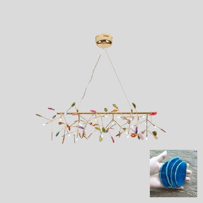 Elegant Agate Flake Chandelier with Adjustable Height & Soft Lighting