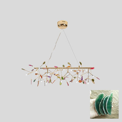 Elegant Agate Flake Chandelier with Adjustable Height & Soft Lighting