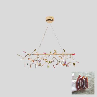 Elegant Agate Flake Chandelier with Adjustable Height & Soft Lighting