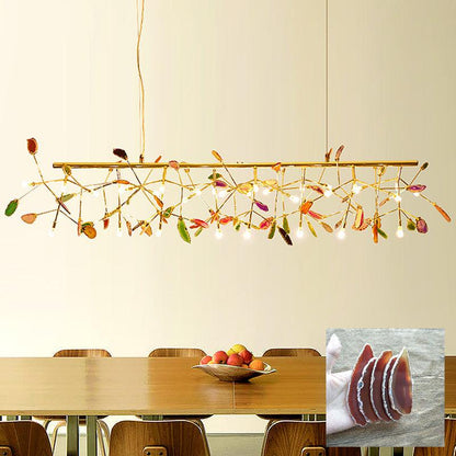 Elegant Agate Flake Chandelier with Adjustable Height & Soft Lighting