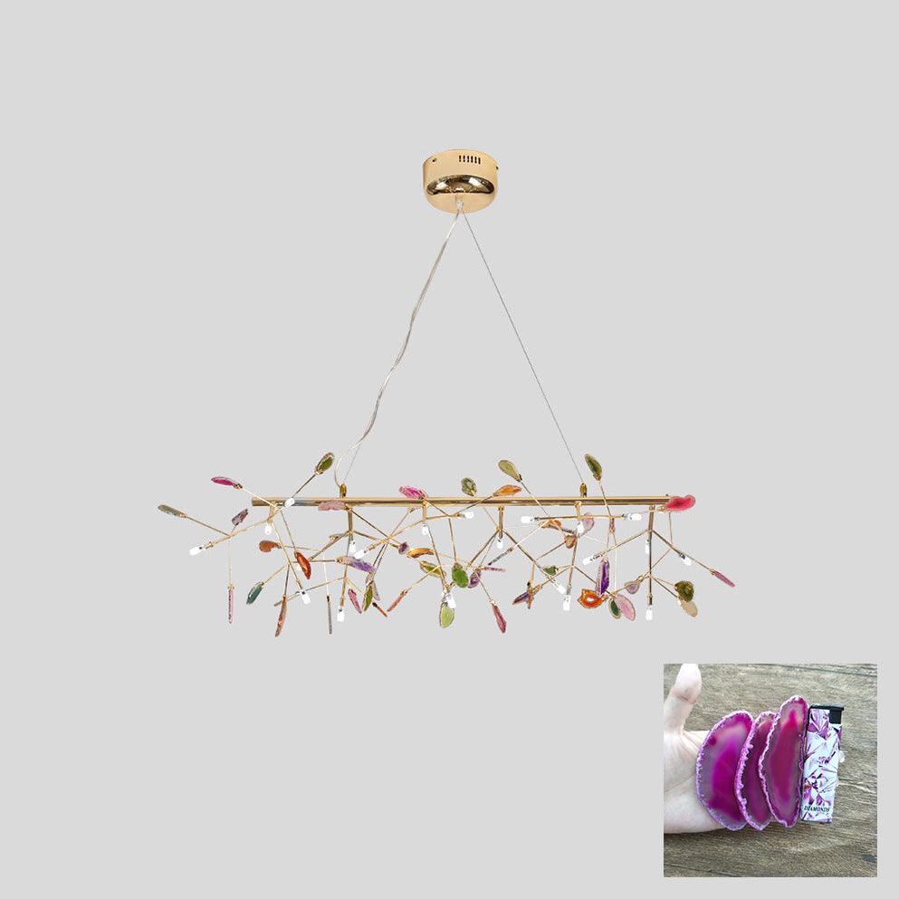 Elegant Agate Flake Chandelier with Adjustable Height & Soft Lighting