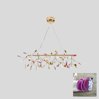 Elegant Agate Flake Chandelier with Adjustable Height & Soft Lighting