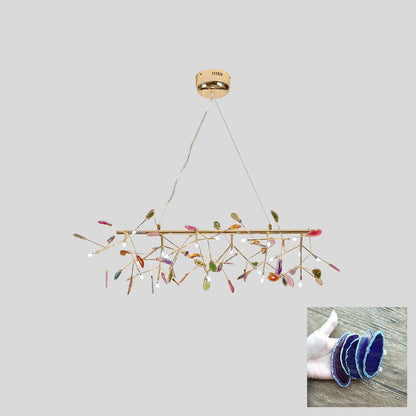 Elegant Agate Flake Chandelier with Adjustable Height & Soft Lighting