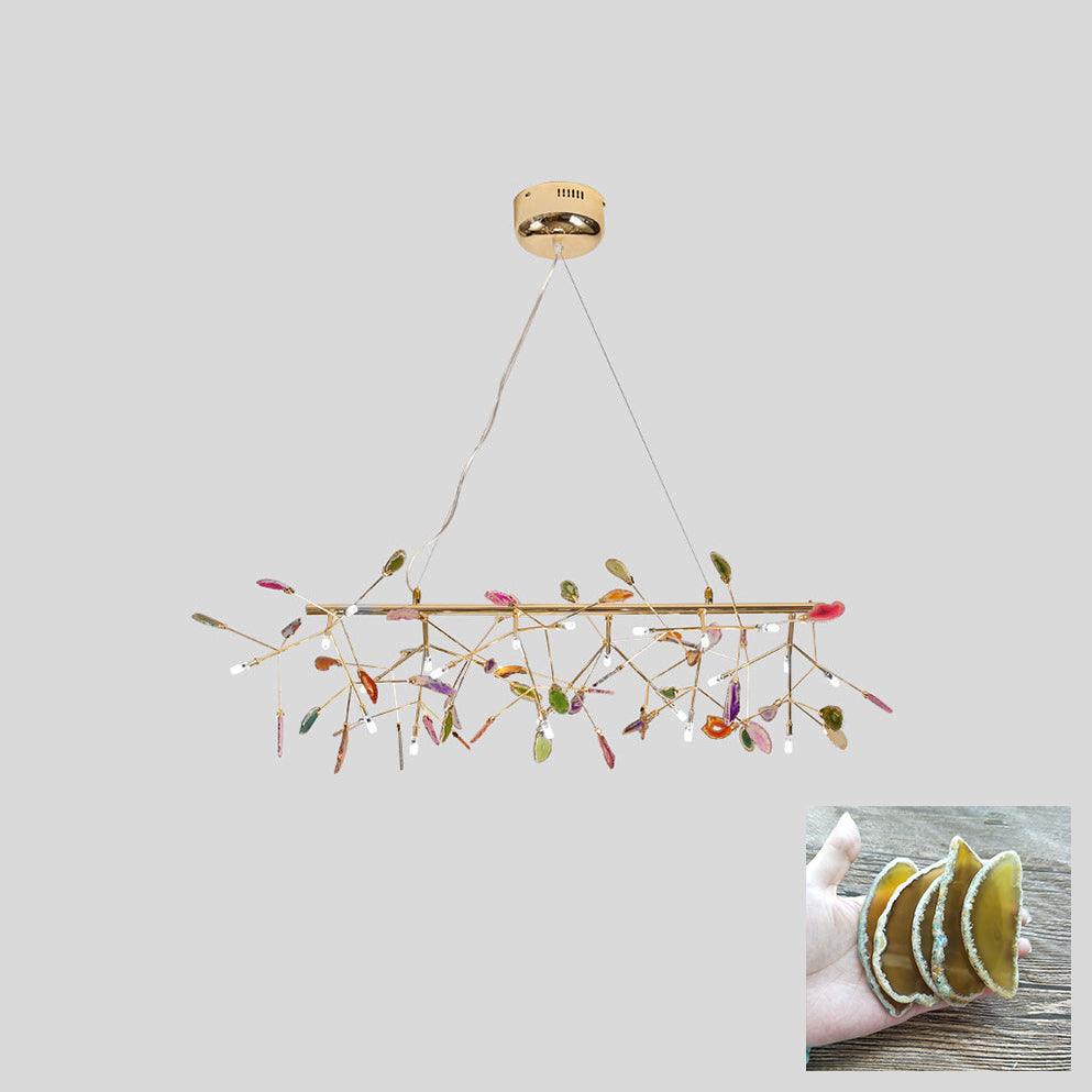Elegant Agate Flake Chandelier with Adjustable Height & Soft Lighting