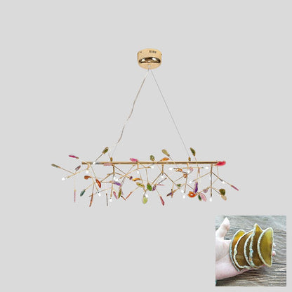 Elegant Agate Flake Chandelier with Adjustable Height & Soft Lighting