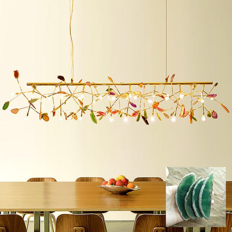 Elegant Agate Flake Chandelier with Adjustable Height & Soft Lighting
