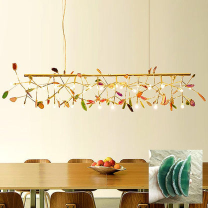 Elegant Agate Flake Chandelier with Adjustable Height & Soft Lighting