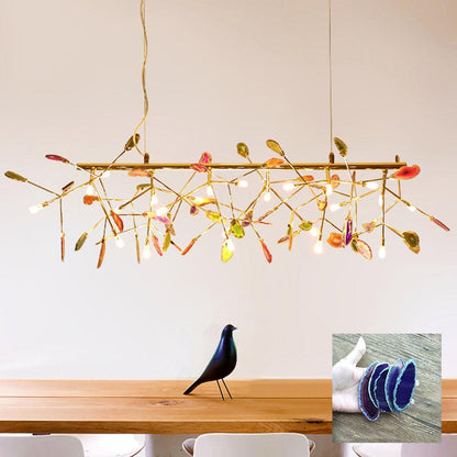 Elegant Agate Flake Chandelier with Adjustable Height & Soft Lighting