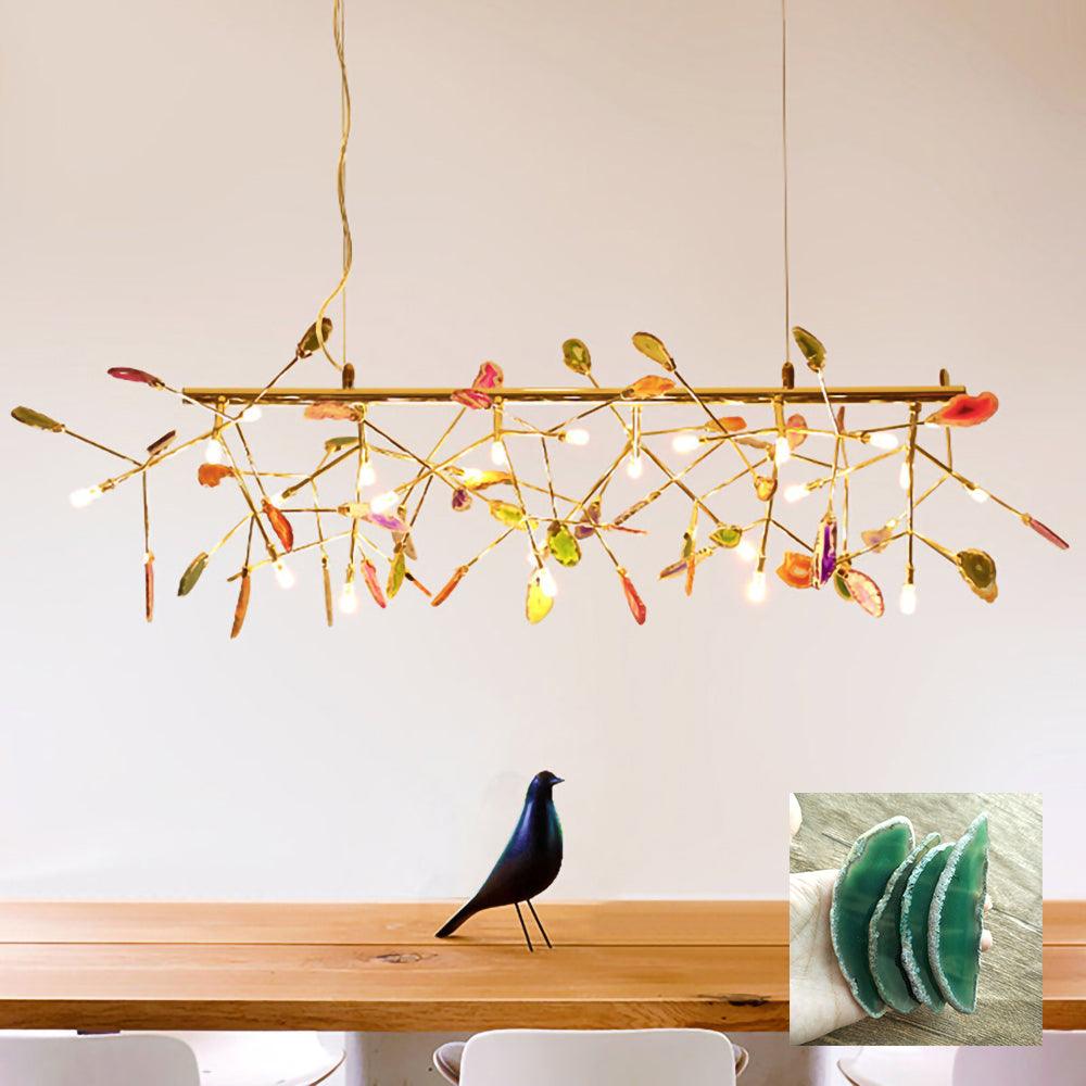 Elegant Agate Flake Chandelier with Adjustable Height & Soft Lighting