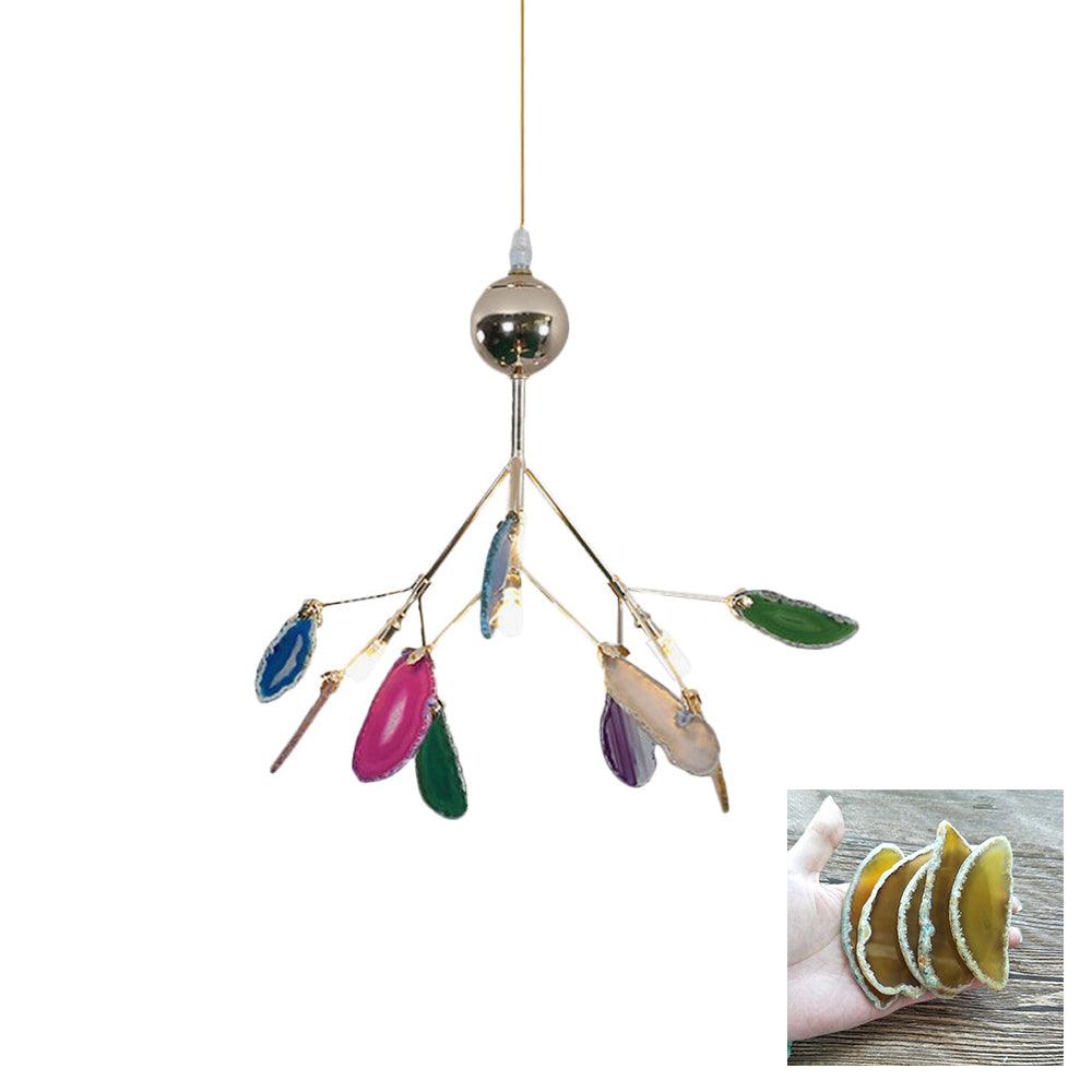 Elegant Agate Flake Chandelier with Adjustable Height & Soft Lighting
