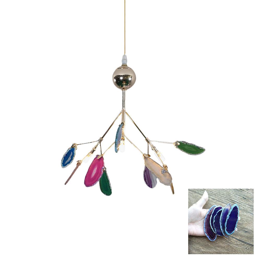 Elegant Agate Flake Chandelier with Adjustable Height & Soft Lighting