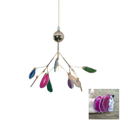 Elegant Agate Flake Chandelier with Adjustable Height & Soft Lighting