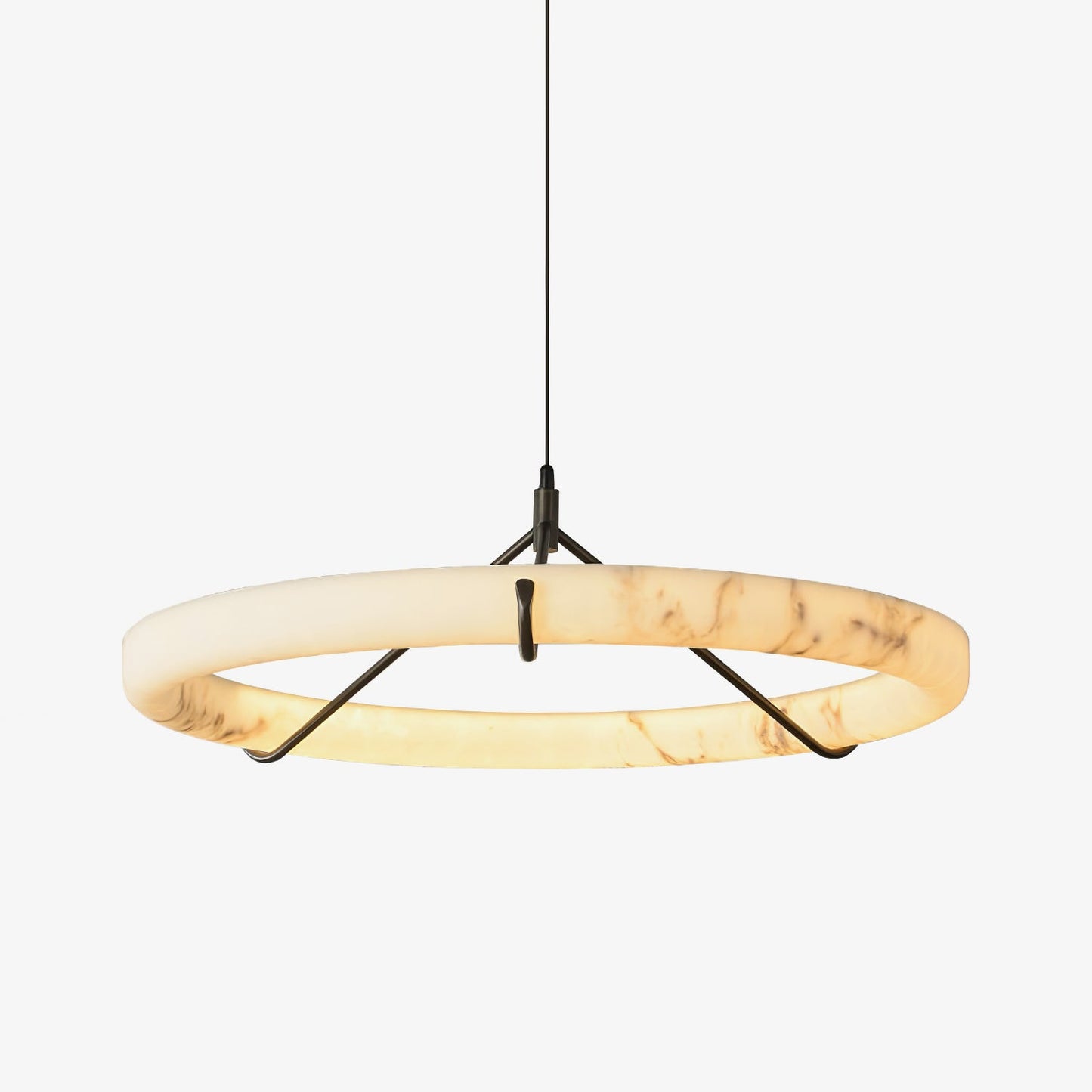 Alabaster Ring Pendant Lamp - Elegant Design with Adjustable Height