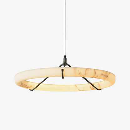 Alabaster Ring Pendant Lamp - Elegant Design with Adjustable Height